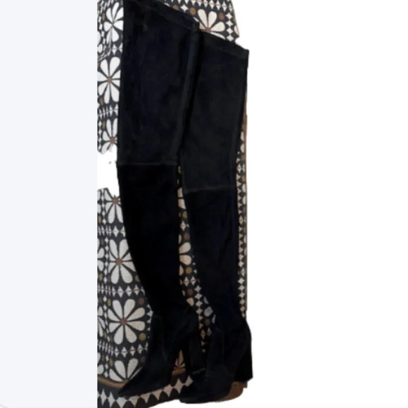Tamara Mellon Over the Knee Thigh High Suede Black Boots size 37 1/2 or 7.5 US - Picture 2 of 16